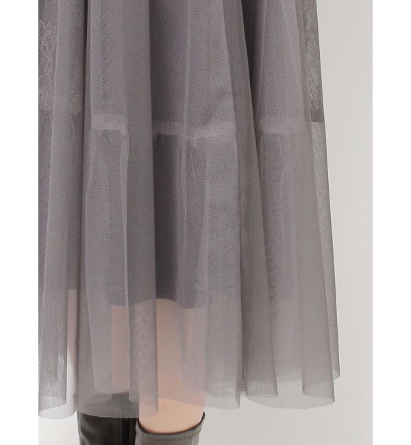 MERCURYDUO「チュールドッキングオープンショルダーワンピース」|ワンピース|