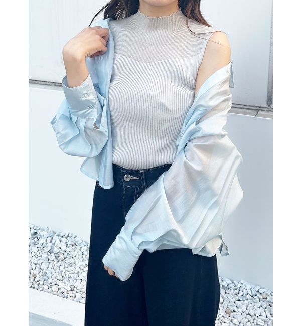 MERCURYDUO「バックタックスタンドカラーシャツ」|シャツ・ブラウス|アイスブルー