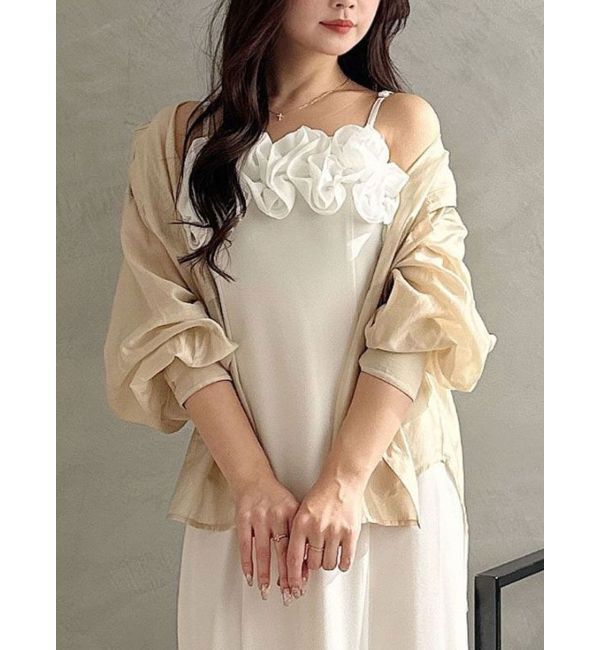 MERCURYDUO「バックタックスタンドカラーシャツ」|シャツ・ブラウス|ベージュ