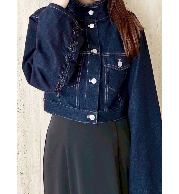 MERCURYDUO「スタンドカラーコルセットデニムジャケット」|デニムジャケット|