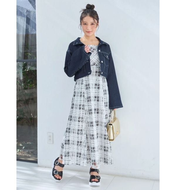 MERCURYDUO「スタンドカラーコルセットデニムジャケット」|デニムジャケット|