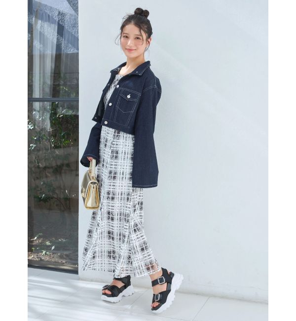 MERCURYDUO「スタンドカラーコルセットデニムジャケット」|デニムジャケット|