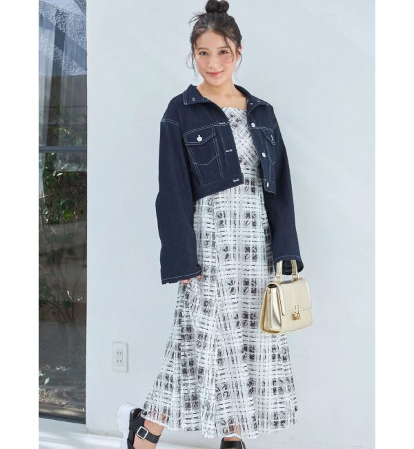 MERCURYDUO「スタンドカラーコルセットデニムジャケット」|デニムジャケット|