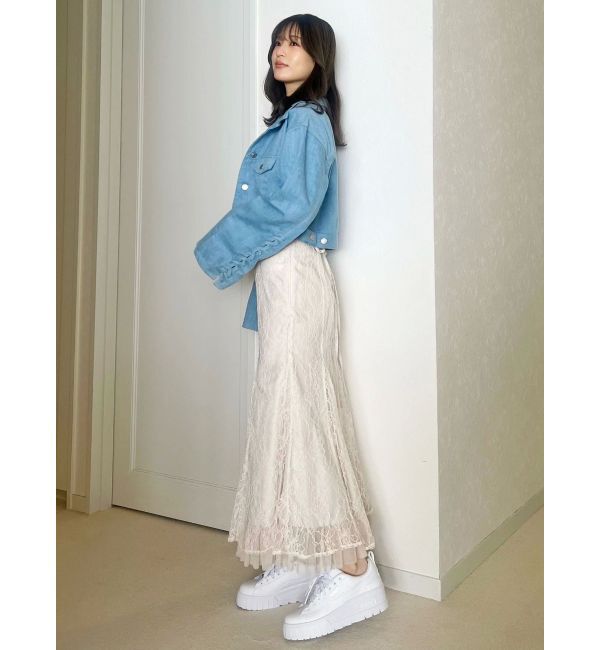 MERCURYDUO「スタンドカラーコルセットデニムジャケット」|デニムジャケット|