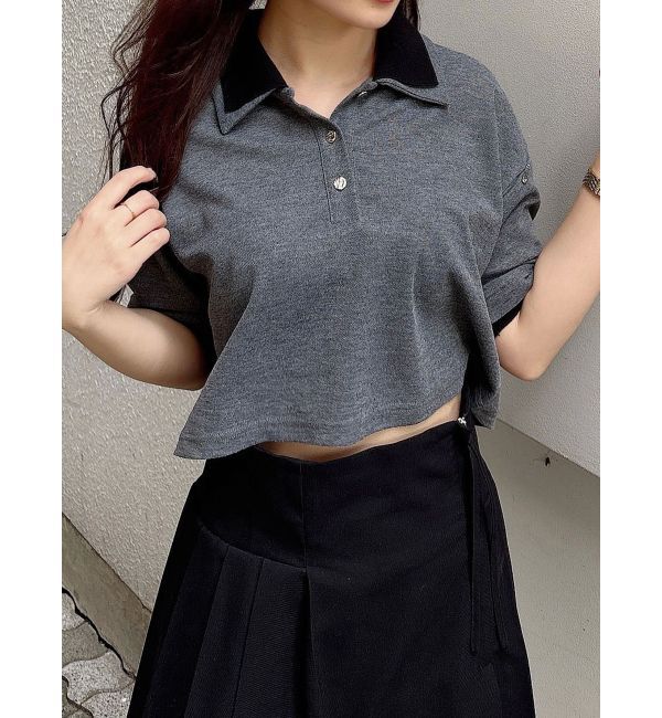 MERCURYDUO「ダブルカラーポロシャツ」|ポロシャツ|グレー