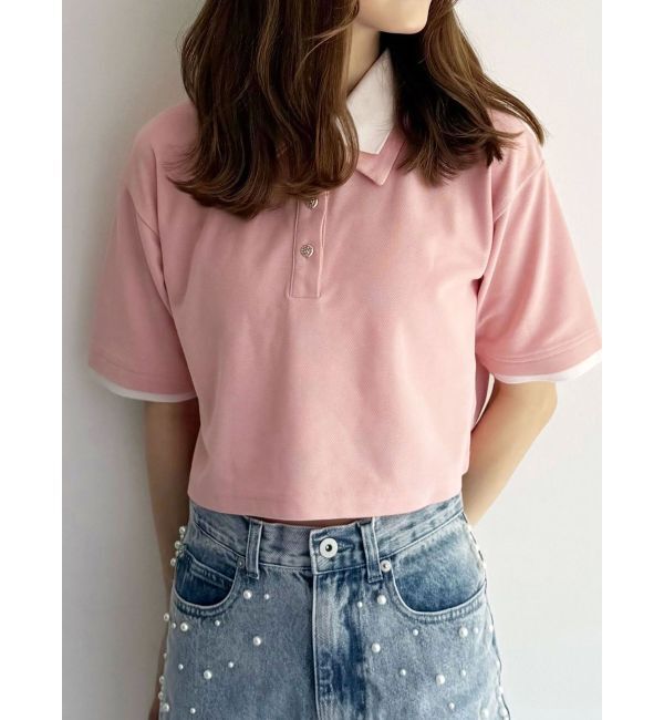 MERCURYDUO「ダブルカラーポロシャツ」|ポロシャツ|ピンク