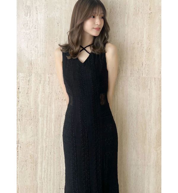 MERCURYDUO「カットレースブロッキングマーメイドワンピース」|ワンピース|