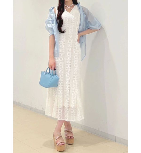 MERCURYDUO「カットレースブロッキングマーメイドワンピース」|ワンピース|