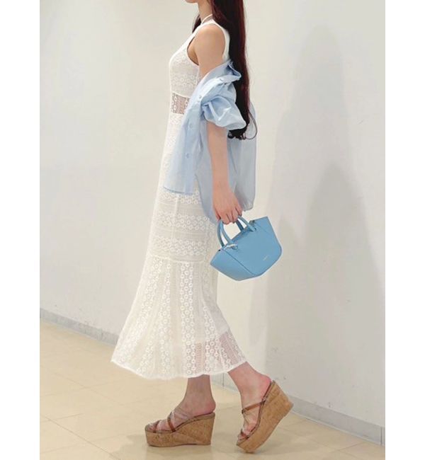 MERCURYDUO「カットレースブロッキングマーメイドワンピース」|ワンピース|