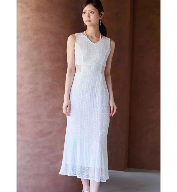 MERCURYDUO「カットレースブロッキングマーメイドワンピース」|ワンピース|