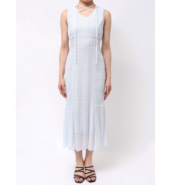 MERCURYDUO「カットレースブロッキングマーメイドワンピース」|ワンピース|