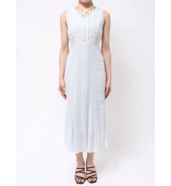 MERCURYDUO「カットレースブロッキングマーメイドワンピース」|ワンピース|