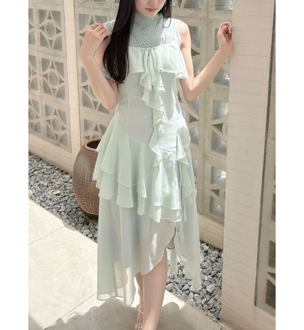 MERCURYDUO「ラッフルティアードキャミワンピース」|ワンピース|ミントグリーン