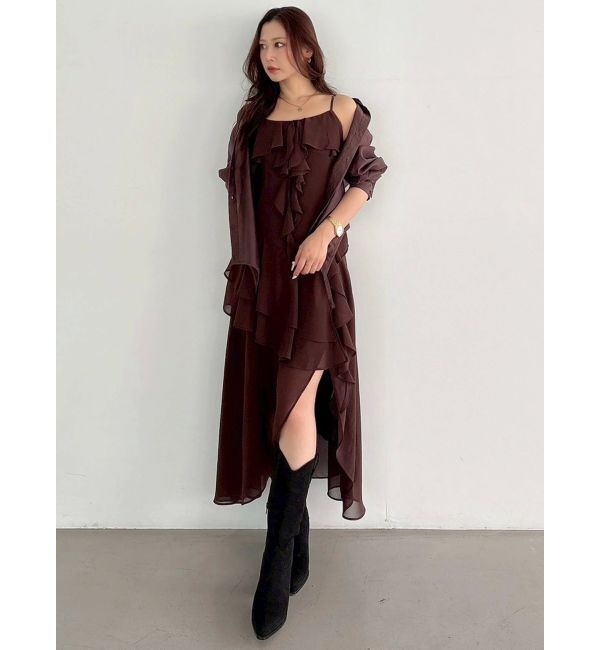 MERCURYDUO「ラッフルティアードキャミワンピース」|ワンピース|