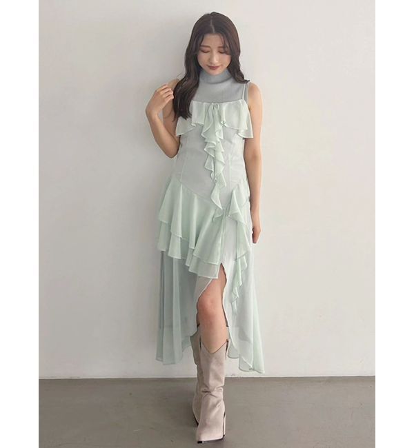 MERCURYDUO「ラッフルティアードキャミワンピース」|ワンピース|