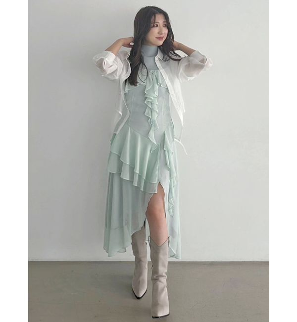 MERCURYDUO「ラッフルティアードキャミワンピース」|ワンピース|