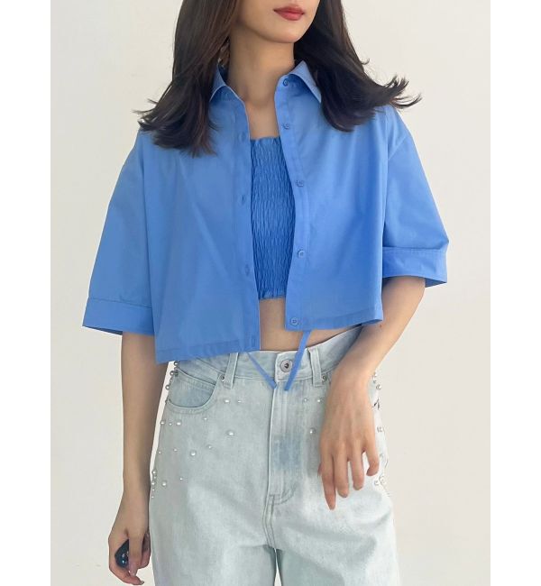 MERCURYDUO「ドロストヘムベアセットシャツ」|シャツ・ブラウス|ブルー