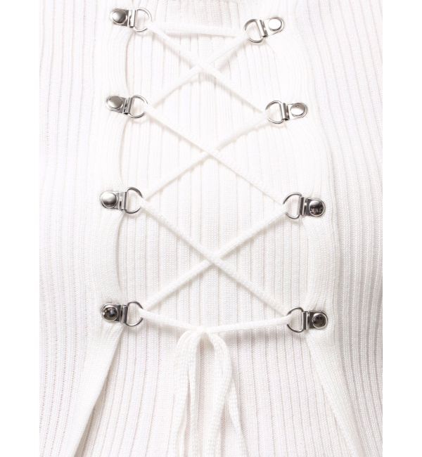 MERCURYDUO「レイヤードライクレースアップニット」|ニット・セーター|