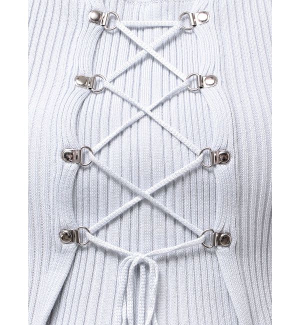 MERCURYDUO「レイヤードライクレースアップニット」|ニット・セーター|