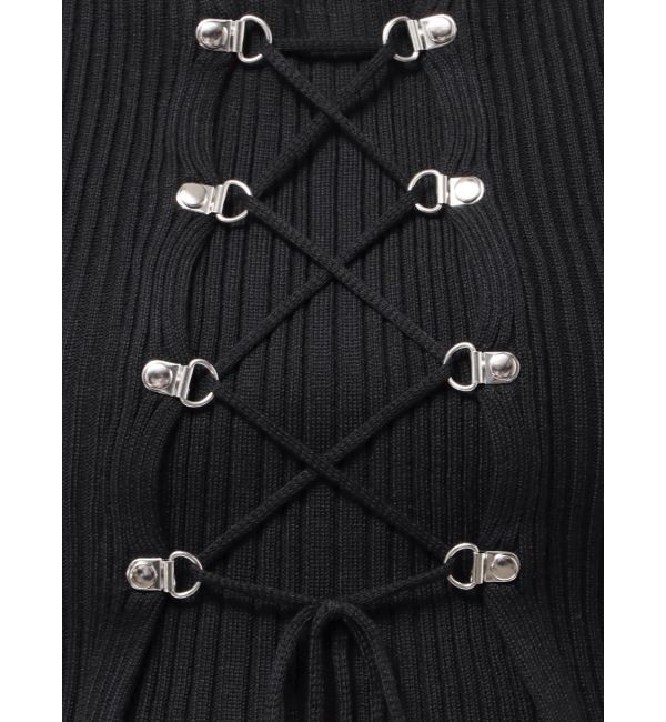 MERCURYDUO「レイヤードライクレースアップニット」|ニット・セーター|