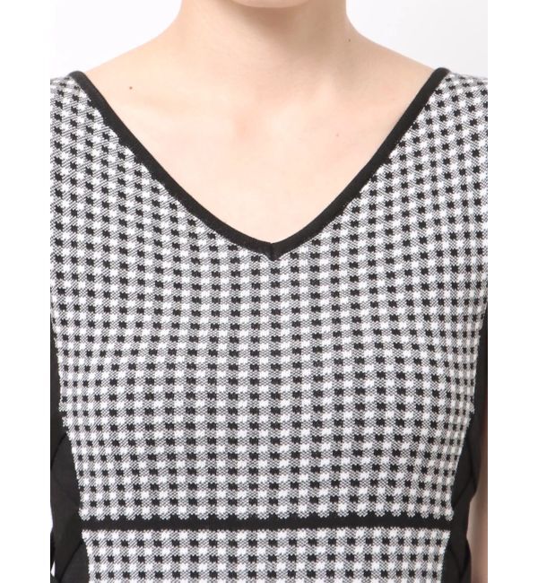 MERCURYDUO「チェックサイドレースアップニットワンピース」|ワンピース|