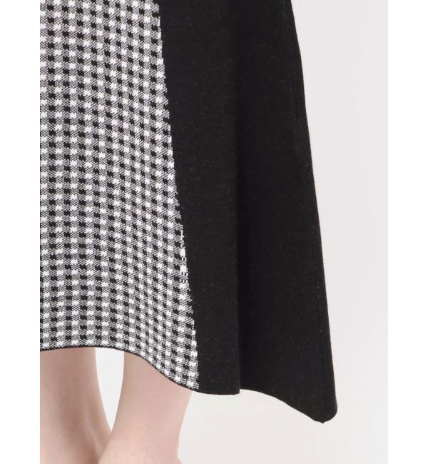 MERCURYDUO「チェックサイドレースアップニットワンピース」|ワンピース|