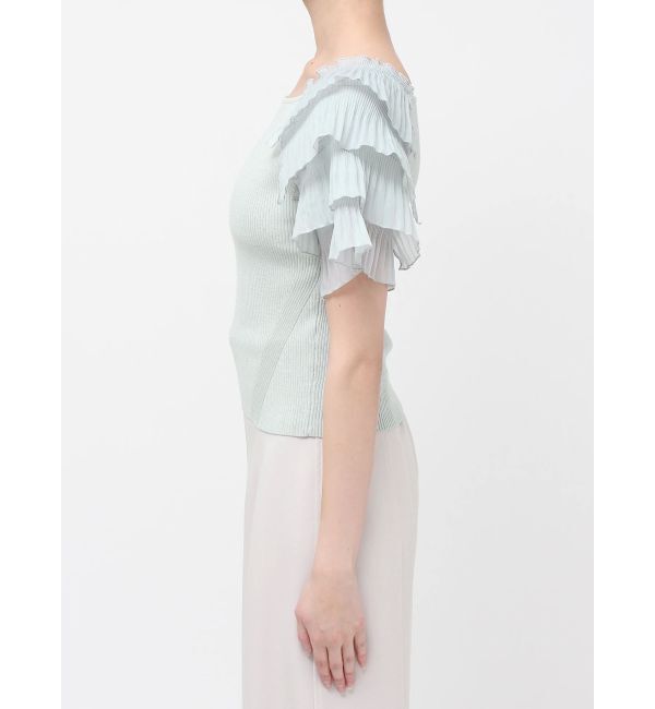 MERCURYDUO「異素材ティアードスリーブニット」|ニット・セーター|