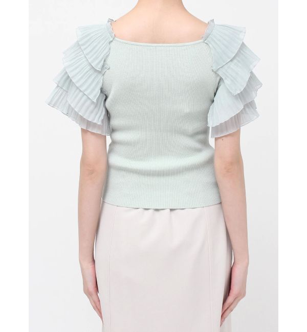 MERCURYDUO「異素材ティアードスリーブニット」|ニット・セーター|