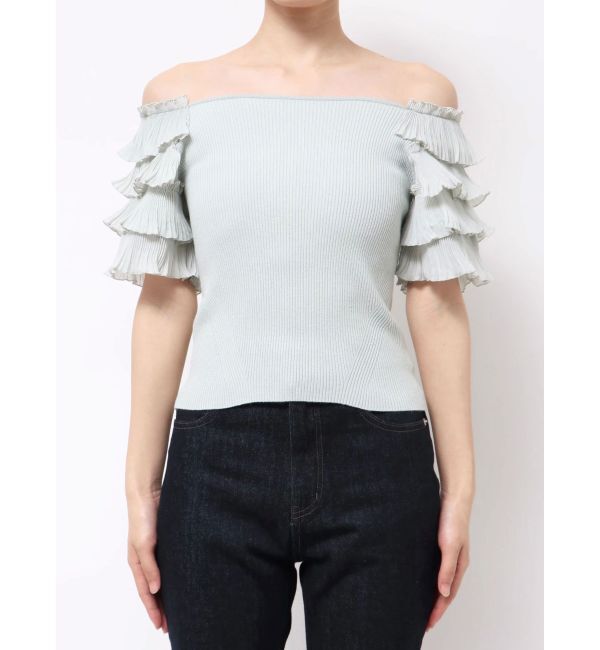 MERCURYDUO「異素材ティアードスリーブニット」|ニット・セーター|