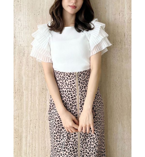 MERCURYDUO「異素材ティアードスリーブニット」|ニット・セーター|