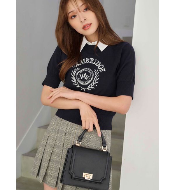 MERCURYDUO「カレッジロゴプリントニット」|ニット・セーター|