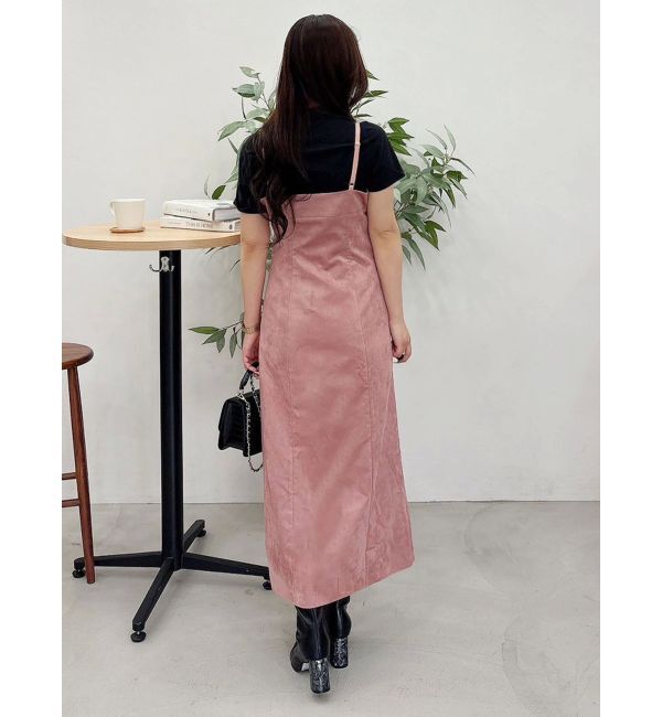 MERCURYDUO「フェイクスエードアシメドレープキャミワンピース」|ワンピース|