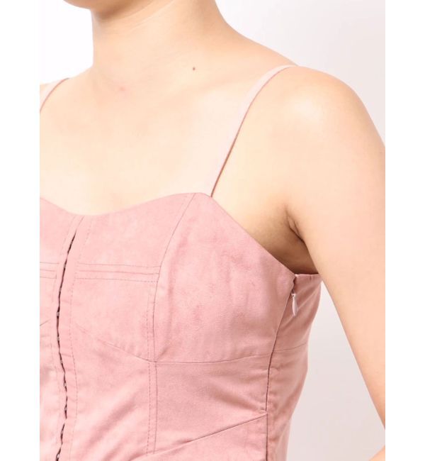 MERCURYDUO「フェイクスエードアシメドレープキャミワンピース」|ワンピース|