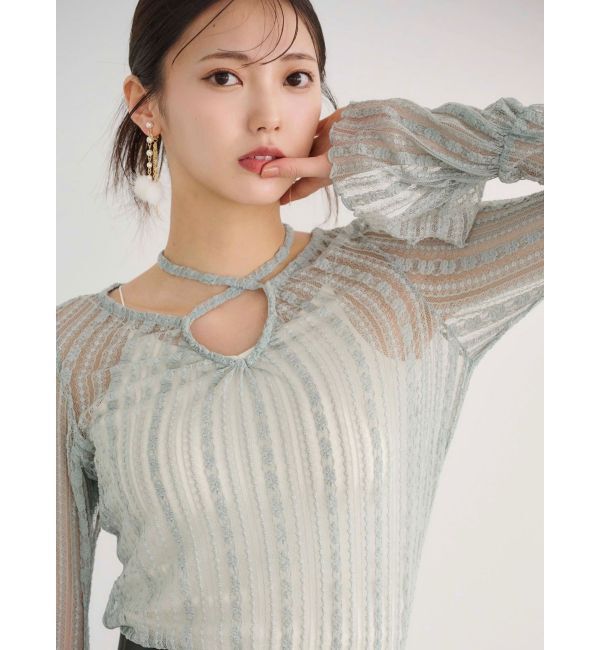 MERCURYDUO「ストレッチレースカットソー」|Tシャツ・カットソー|カーキ