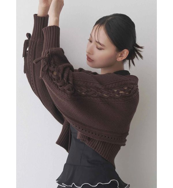 MERCURYDUO「ショルダーレースアップカーデ」|カーディガン|