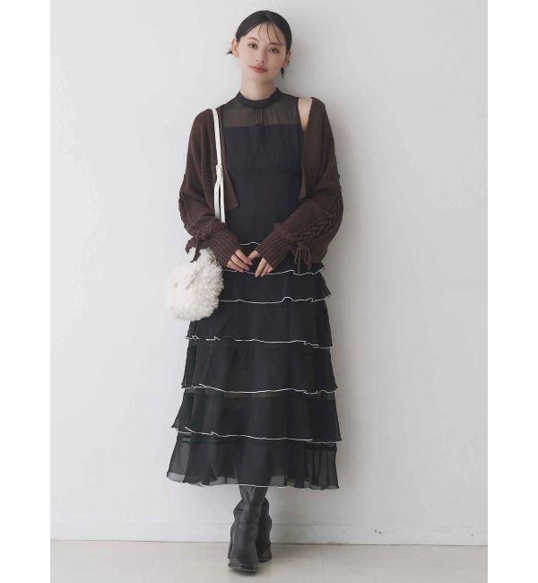 MERCURYDUO「ショルダーレースアップカーデ」|カーディガン|