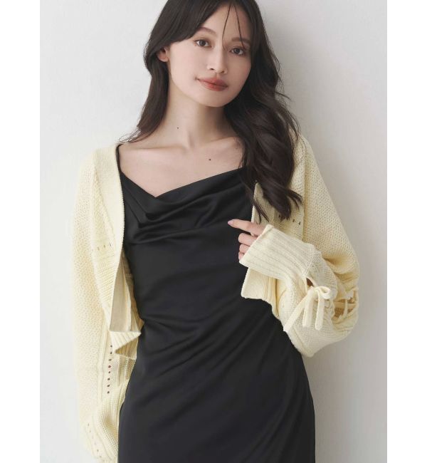 MERCURYDUO「ショルダーレースアップカーデ」|カーディガン|