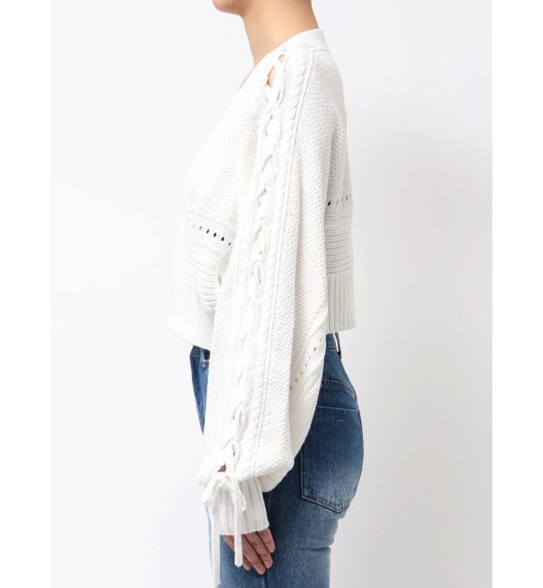 MERCURYDUO「ショルダーレースアップカーデ」|カーディガン|