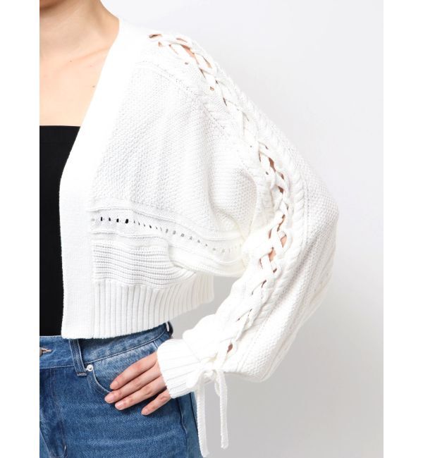 MERCURYDUO「ショルダーレースアップカーデ」|カーディガン|