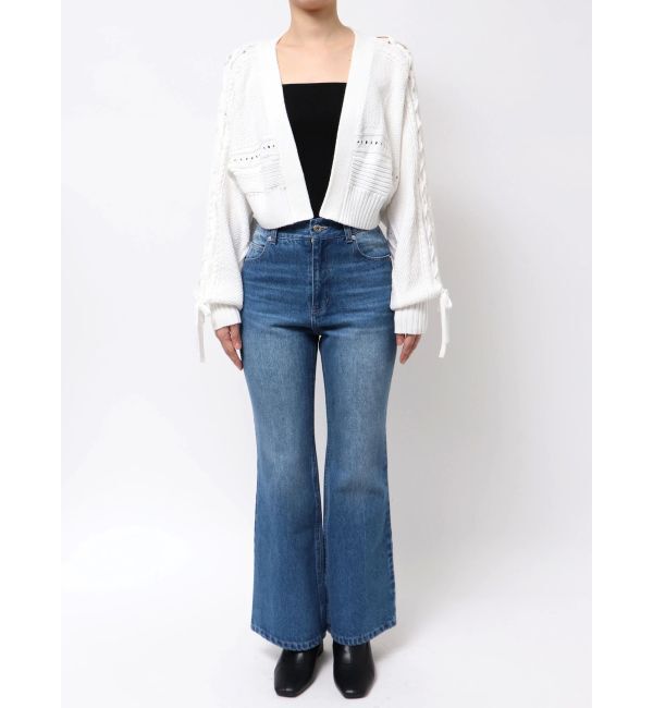 MERCURYDUO「ショルダーレースアップカーデ」|カーディガン|