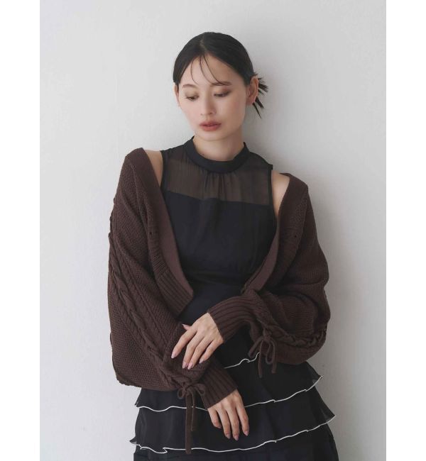 MERCURYDUO「ショルダーレースアップカーデ」|カーディガン|