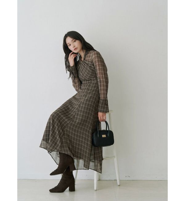 MERCURYDUO「ツイストネックロングスリーブワンピース」|ワンピース|