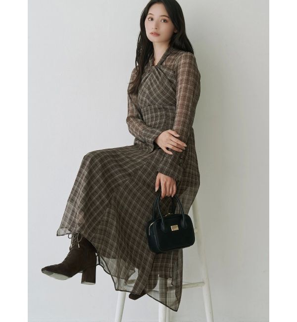 MERCURYDUO「ツイストネックロングスリーブワンピース」|ワンピース|