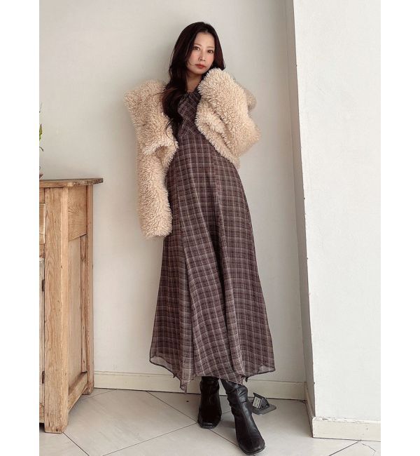 MERCURYDUO「ツイストネックロングスリーブワンピース」|ワンピース|