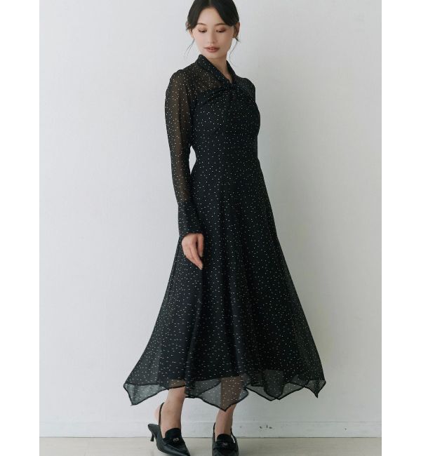 MERCURYDUO「ツイストネックロングスリーブワンピース」|ワンピース|ミックス