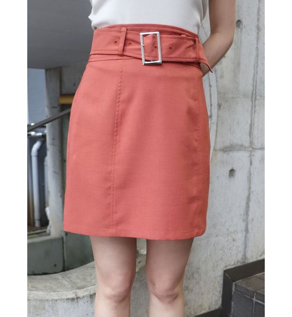 MURUA「ワイドベルトミニスカート」|スカート|オレンジ