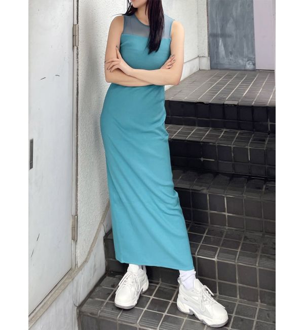 MURUA「シアーブロックカットワンピース」|ワンピース|ブルー