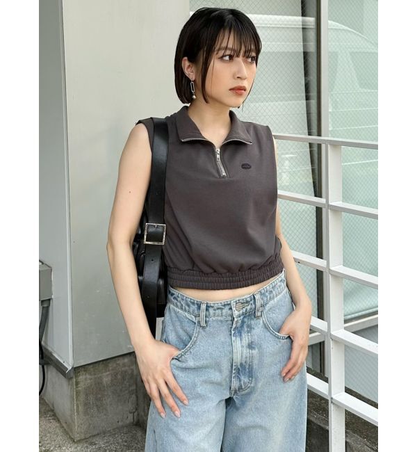 MURUA「クロップトハーフジップスウェット」|Tシャツ・カットソー|