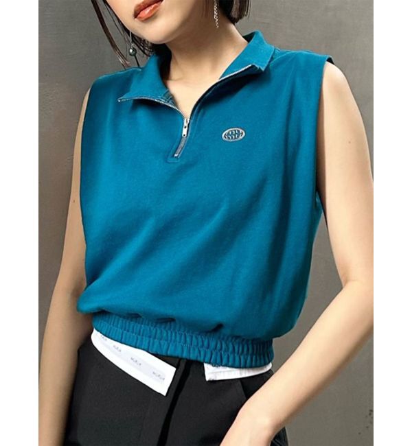 MURUA「クロップトハーフジップスウェット」|Tシャツ・カットソー|ブルー