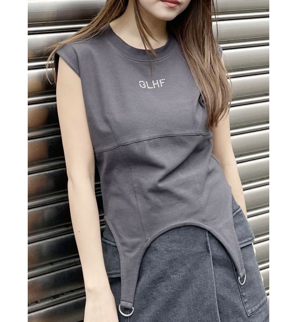 MURUA「ガーターヘムトップス」|Tシャツ・カットソー|ダークグレー